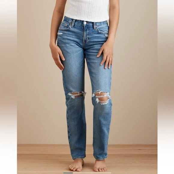 American Eagle 🦅 Stretch Curvy Ripped Straight Jean - Picture 3 of 10